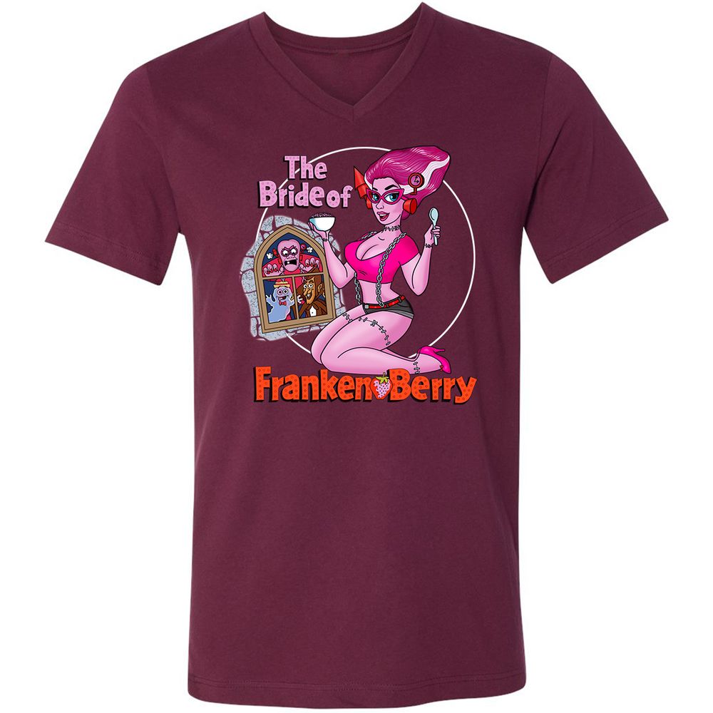 Unisex V-Neck T-Shirt - J18KVSG3 - Maroon - 6