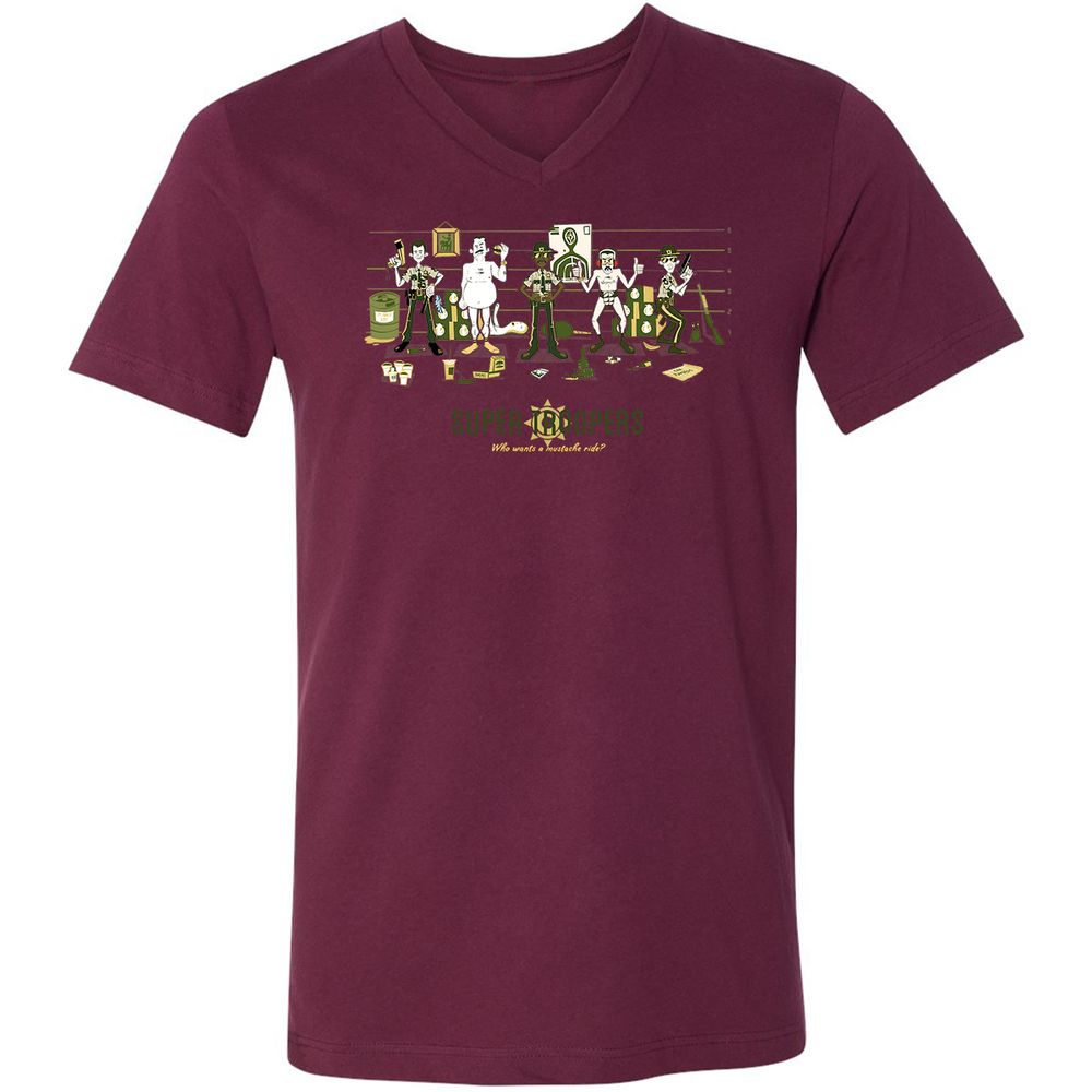 Unisex V-Neck T-Shirt - J8RQCGG5 - Maroon - 6