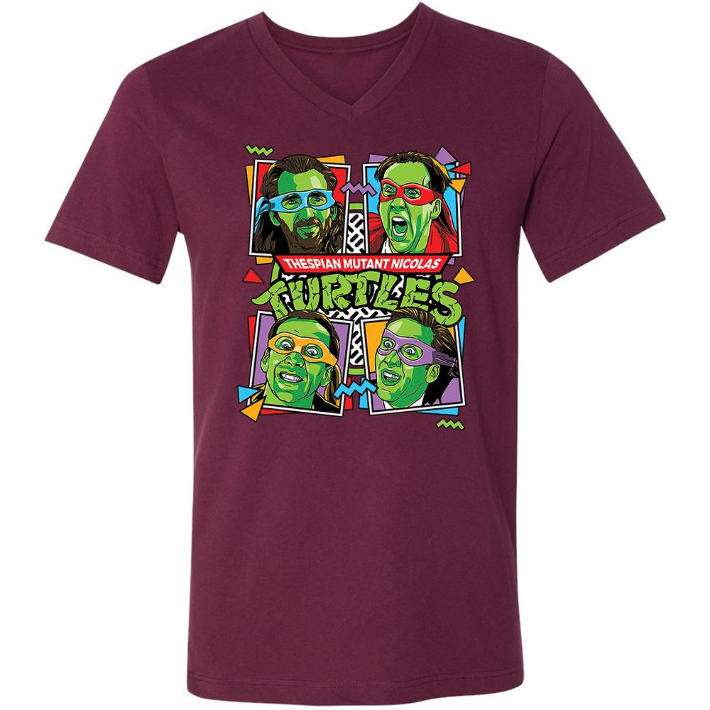 Unisex V-Neck T-Shirt - 5YAXW8UE - Maroon - 6