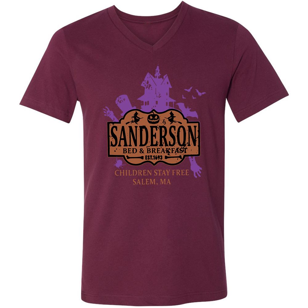 Unisex V-Neck T-Shirt - WADVTALP - Maroon - 6