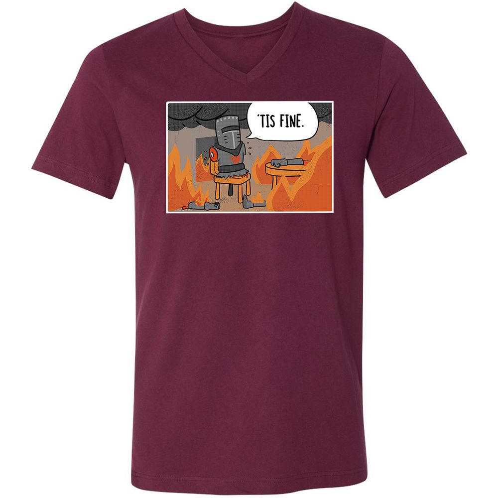 Unisex V-Neck T-Shirt - NXZFQQ8L - Maroon - 6