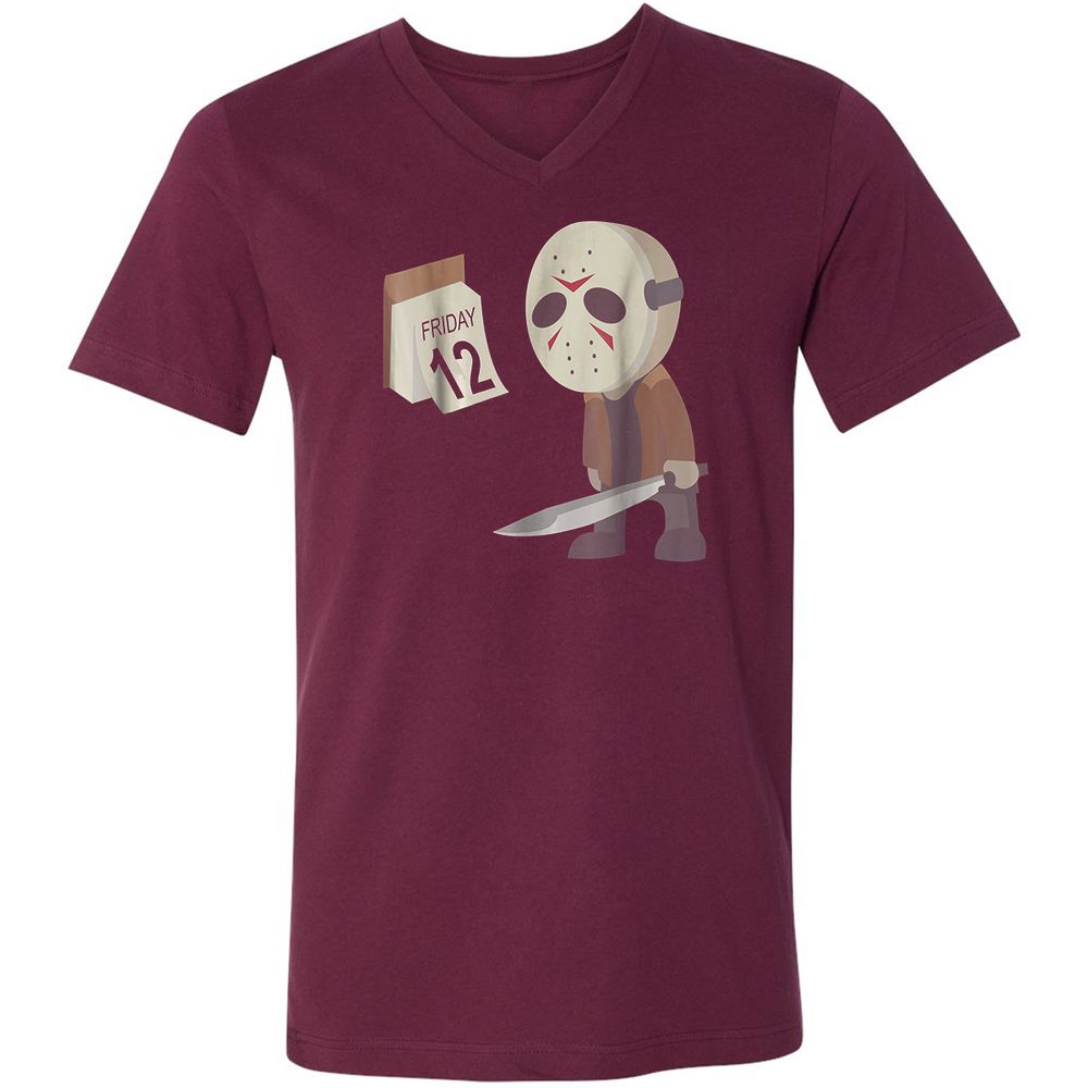 Unisex V-Neck T-Shirt - AKW3ZVBS - Maroon - 6