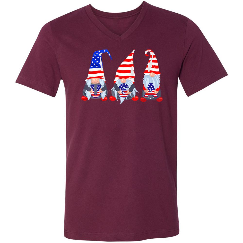 Unisex V-Neck T-Shirt - 61P5TJAD - Maroon - 6