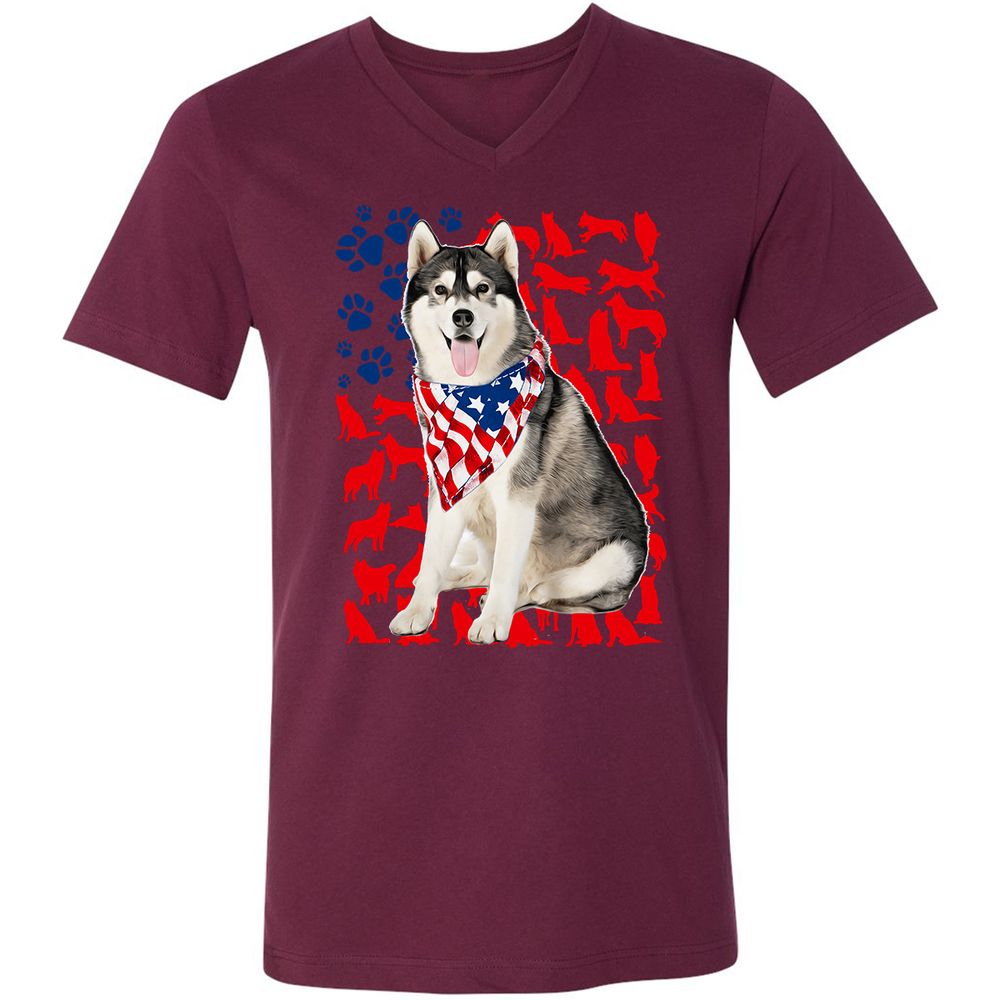 Unisex V-Neck T-Shirt - 7WALB3SP - Maroon - 6