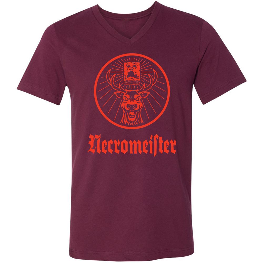 Unisex V-Neck T-Shirt - TVZFM4XH - Maroon - 6