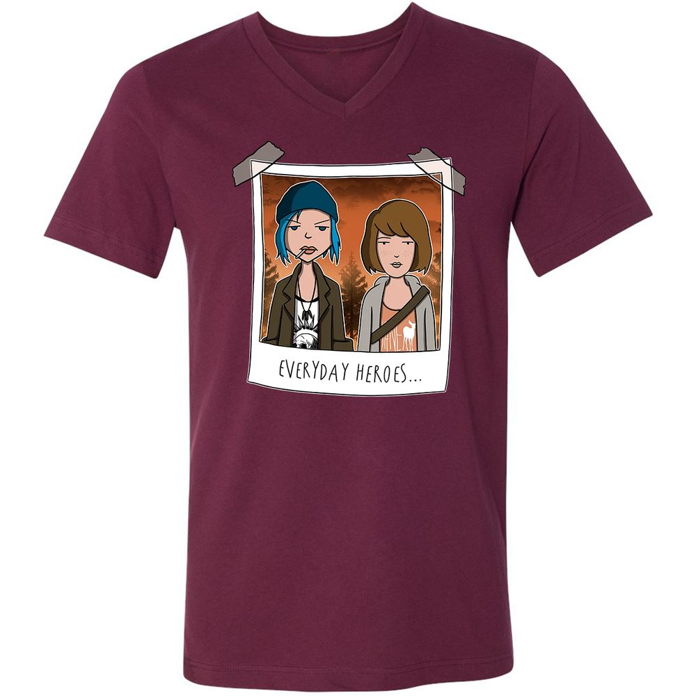 Unisex V-Neck T-Shirt - 153JYP8S - Maroon - 6