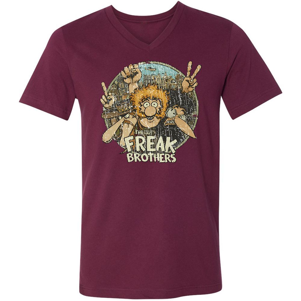 Unisex V-Neck T-Shirt - 2R6W39PV - Maroon - 6