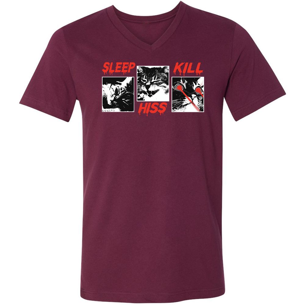 Unisex V-Neck T-Shirt - BXA9SEL9 - Maroon - 6