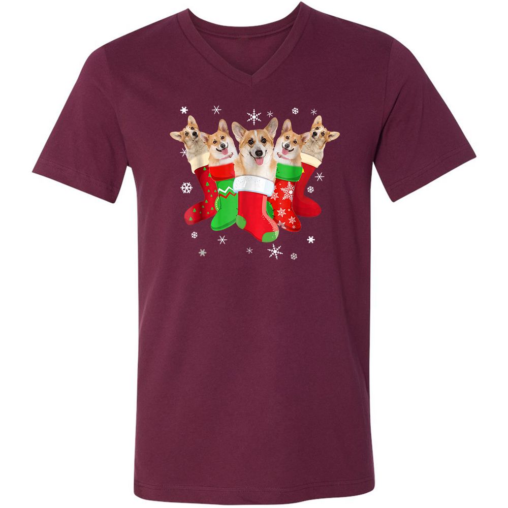 Unisex V-Neck T-Shirt - 5EV9MLPT - Maroon - 6