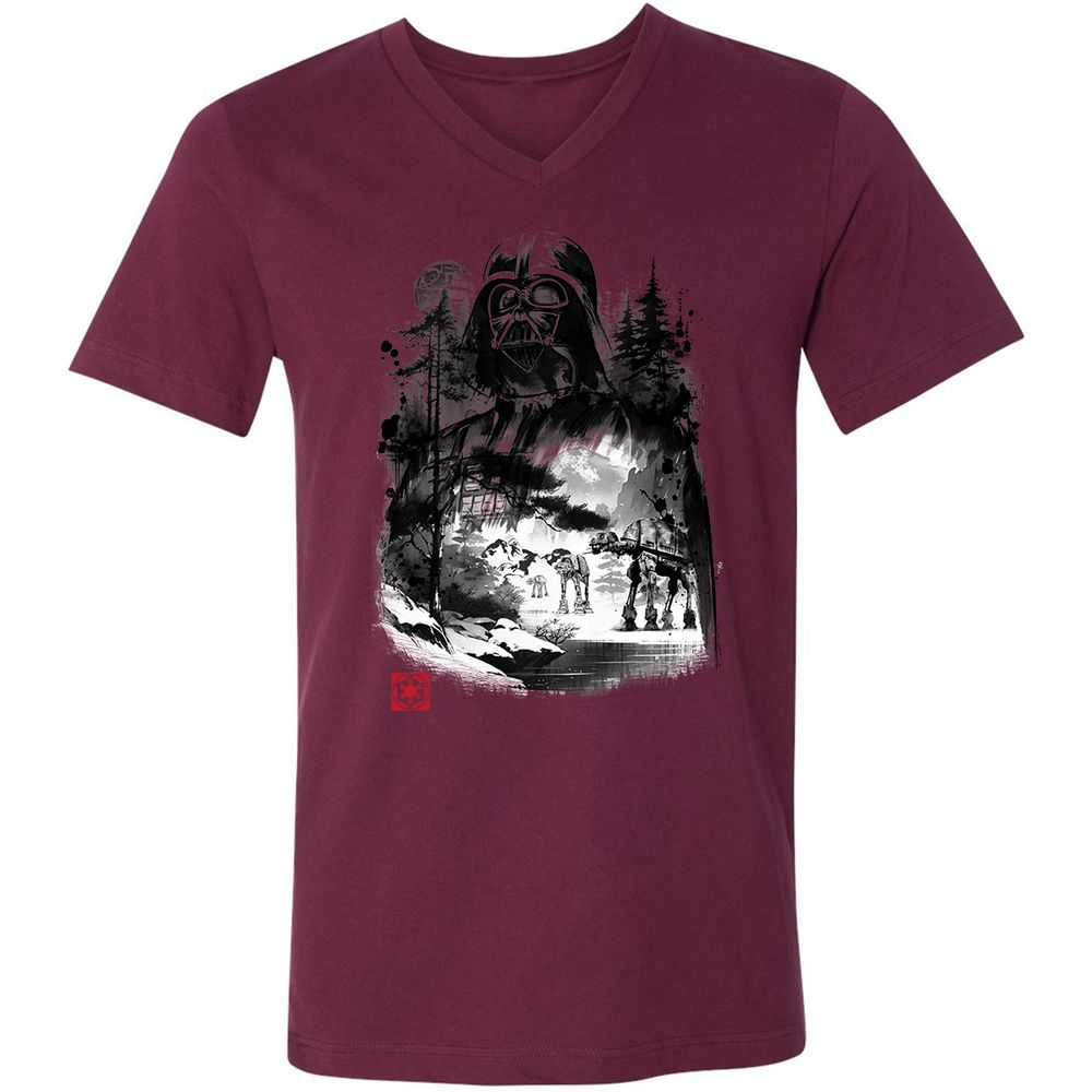 Unisex V-Neck T-Shirt - ZC1TVGQ6 - Maroon - 6