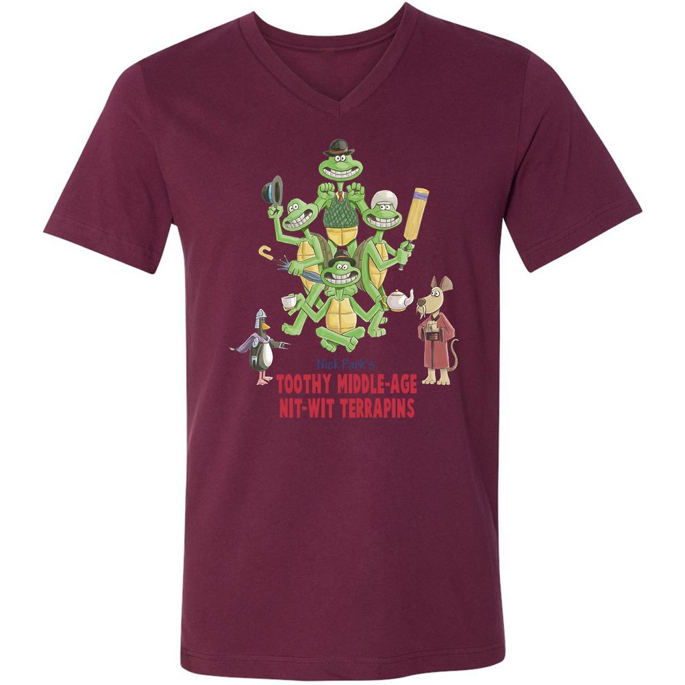 Unisex V-Neck T-Shirt - 3EB1U517 - Maroon - 6