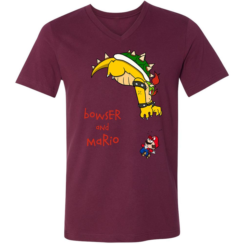 Unisex V-Neck T-Shirt - 8HAP5Z8W - Maroon - 6