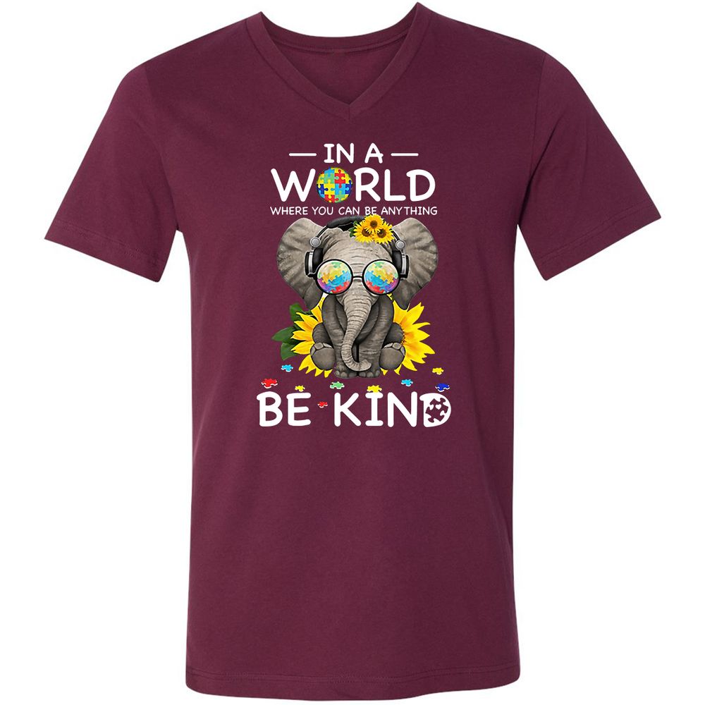 Unisex V-Neck T-Shirt - G77U5664 - Maroon - 6