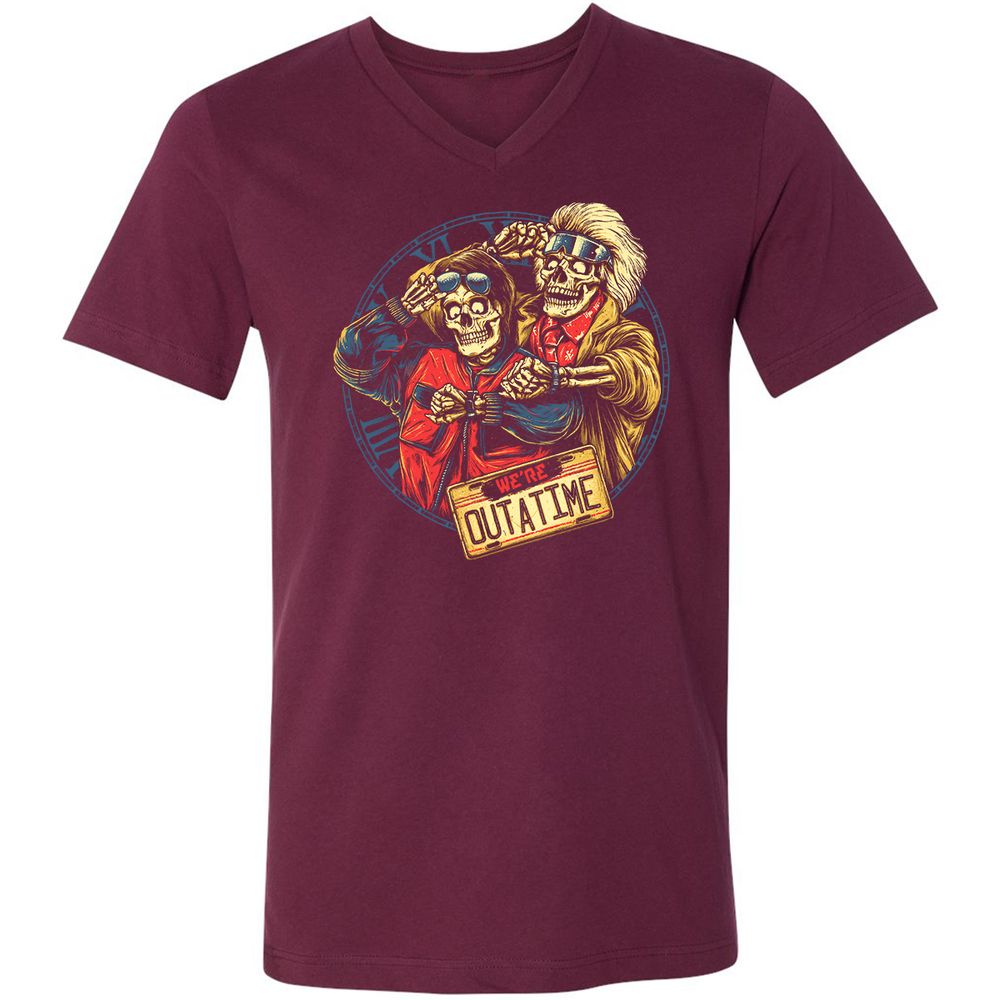 Unisex V-Neck T-Shirt - AG6XJLH8 - Maroon - 6