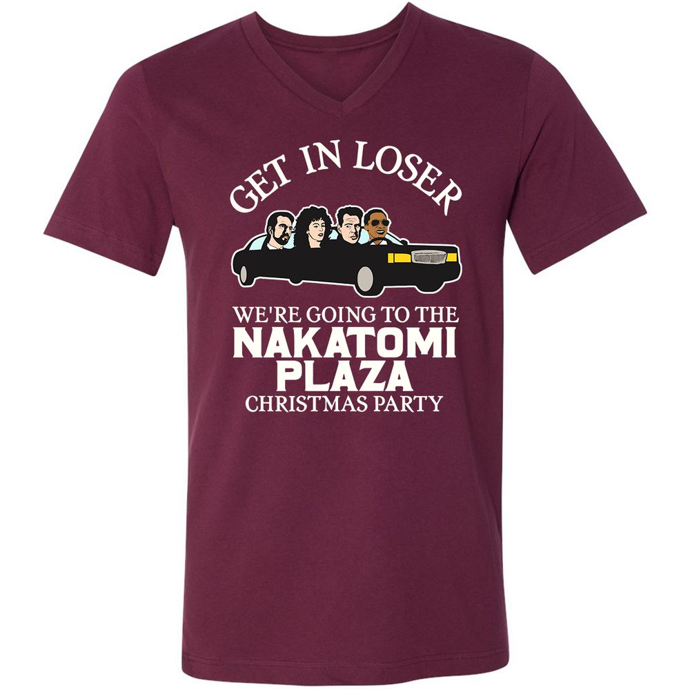 Unisex V-Neck T-Shirt - 4ZX8V9GV - Maroon - 6