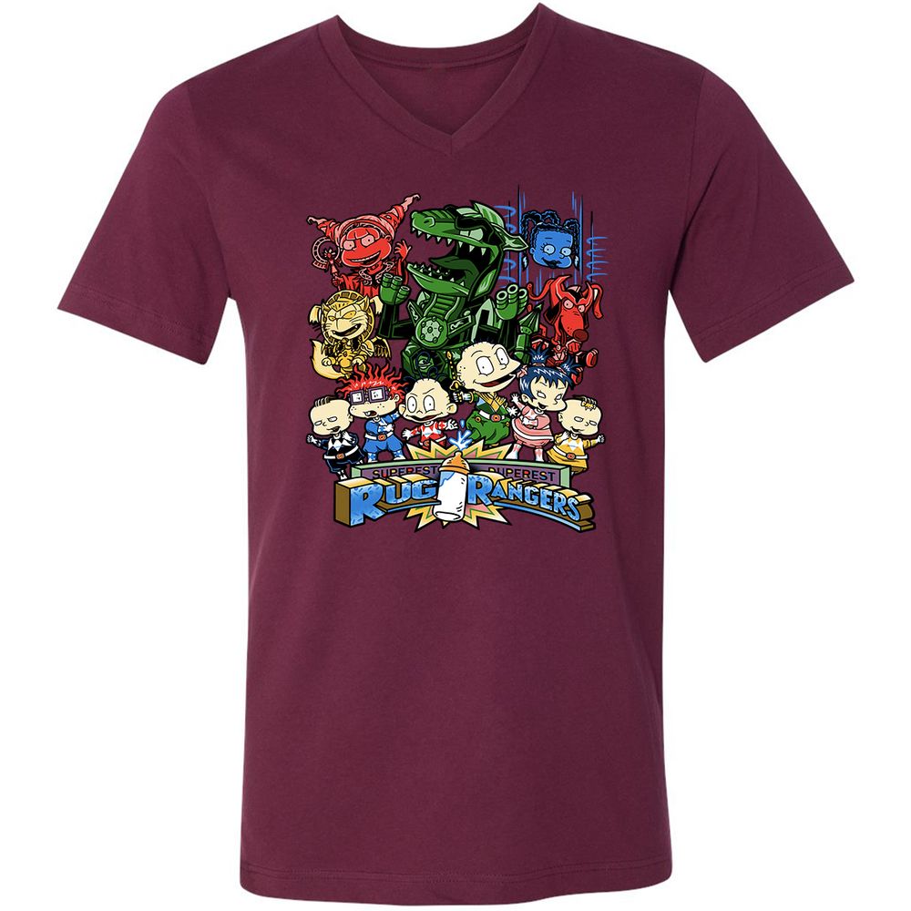 Unisex V-Neck T-Shirt - XFUJG6YF - Maroon - 6