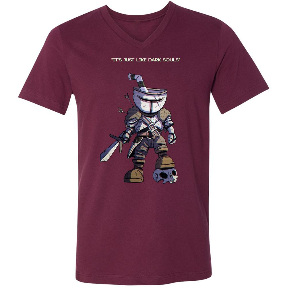 Unisex V-Neck T-Shirt - K9KEENSN - Maroon - 6