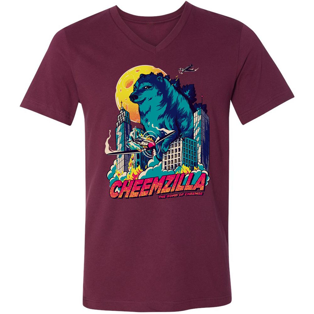 Unisex V-Neck T-Shirt - ZCZVVDDN - Maroon - 6
