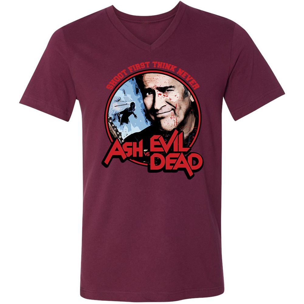 Unisex V-Neck T-Shirt - ZCU2KDWK - Maroon - 6