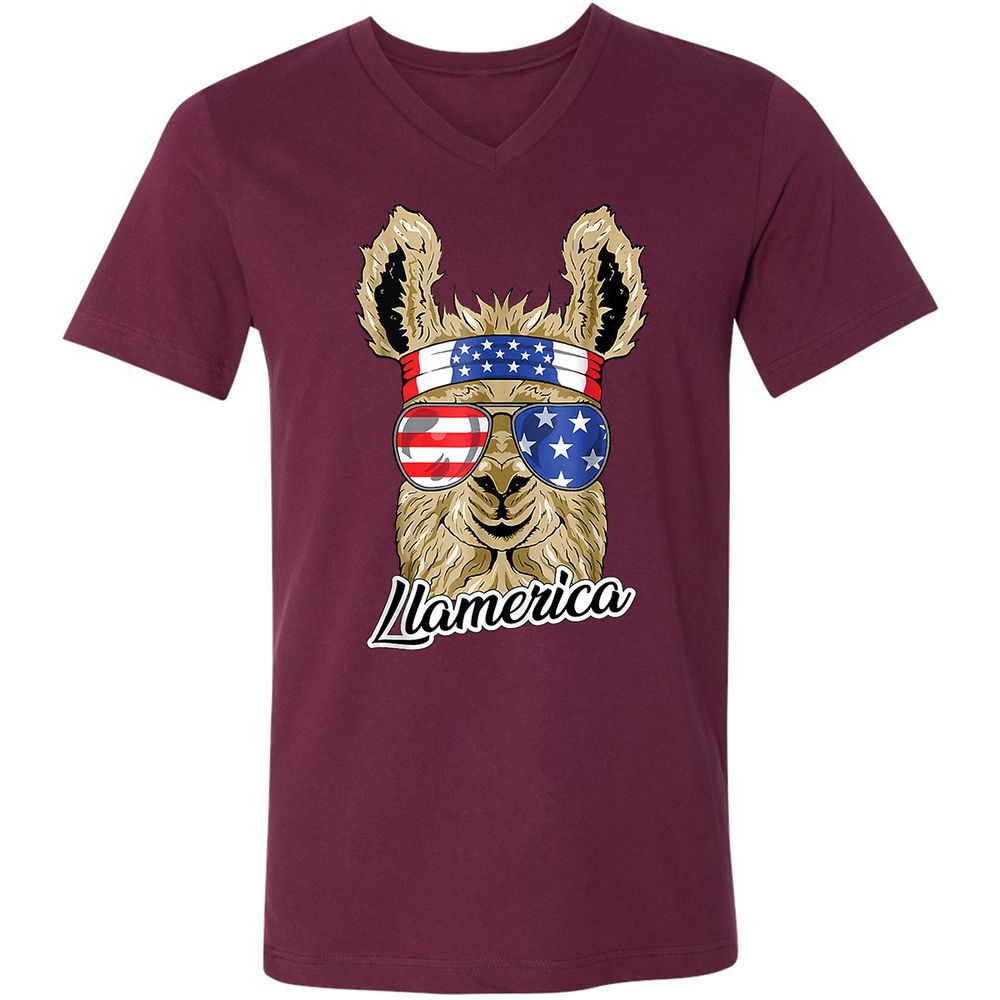 Unisex V-Neck T-Shirt - ZY4XCZ3M - Maroon - 6