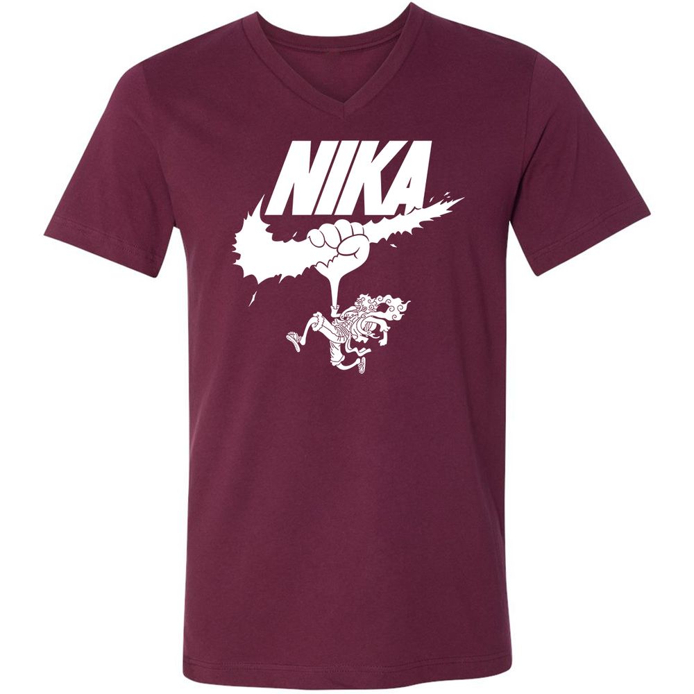 Unisex V-Neck T-Shirt - 8J69X42U - Maroon - 6