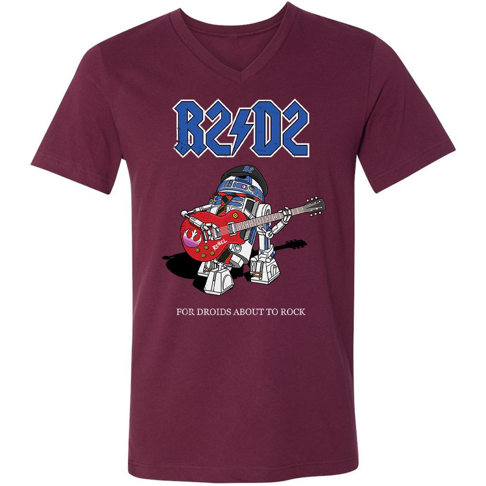 Unisex V-Neck T-Shirt - R6AH9U7V - Maroon - 6