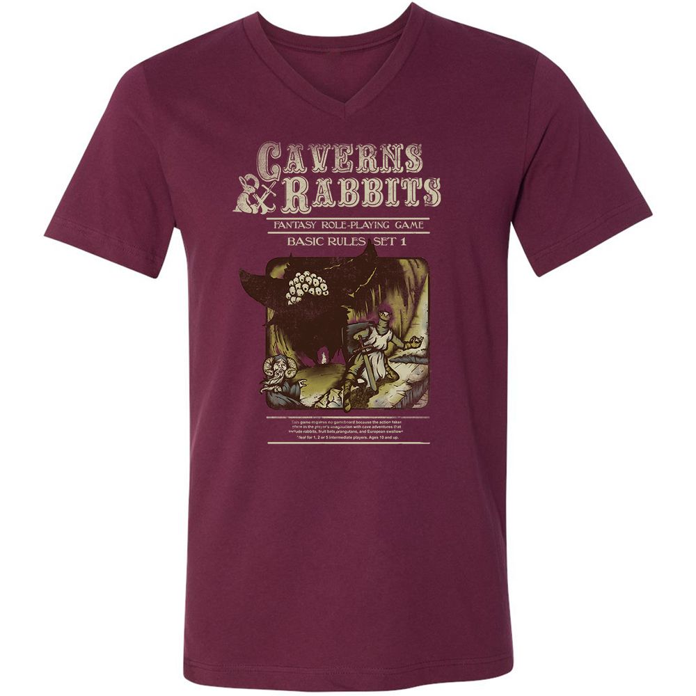 Unisex V-Neck T-Shirt - C7KTRTZF - Maroon - 6