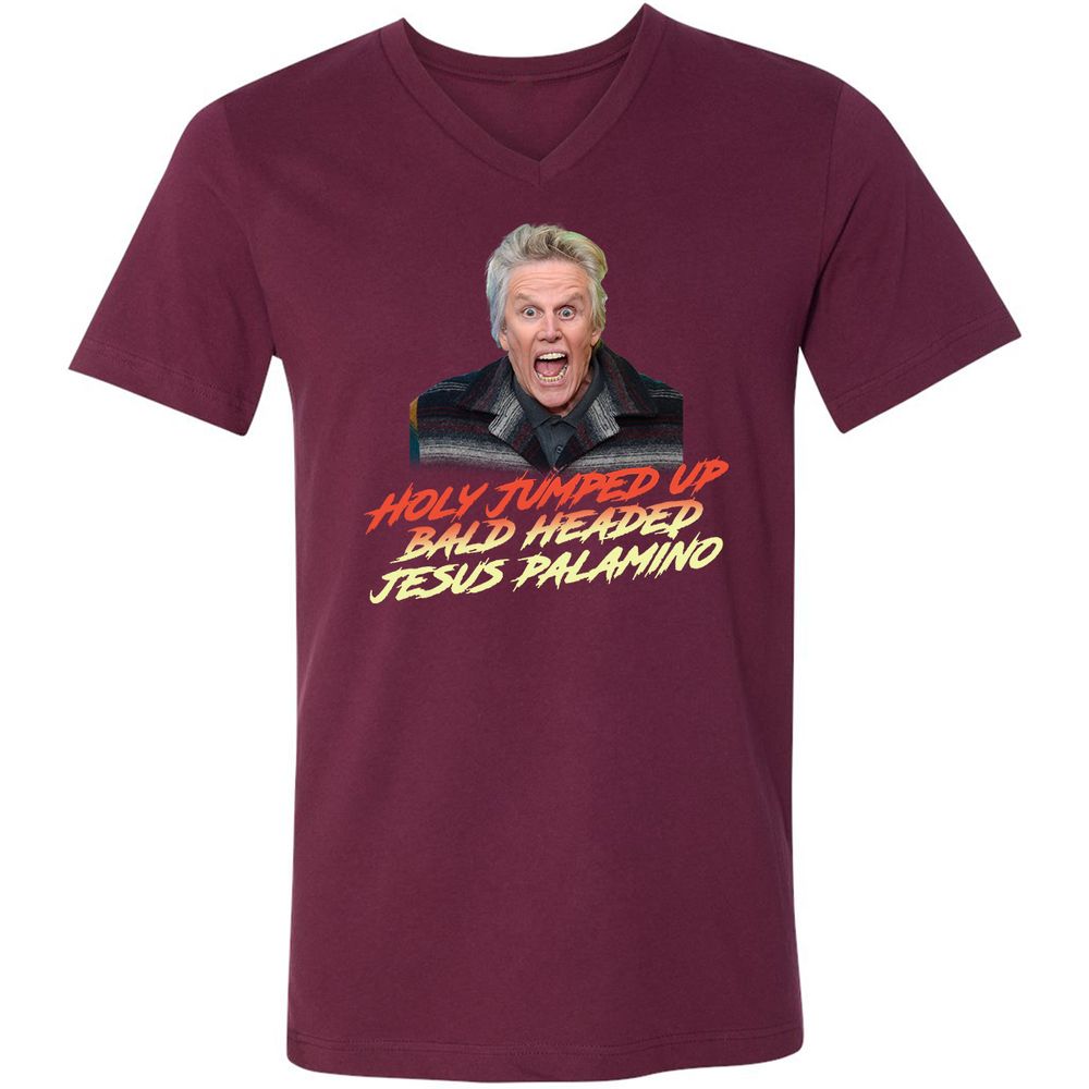 Unisex V-Neck T-Shirt - 3GGQ9XY5 - Maroon - 6
