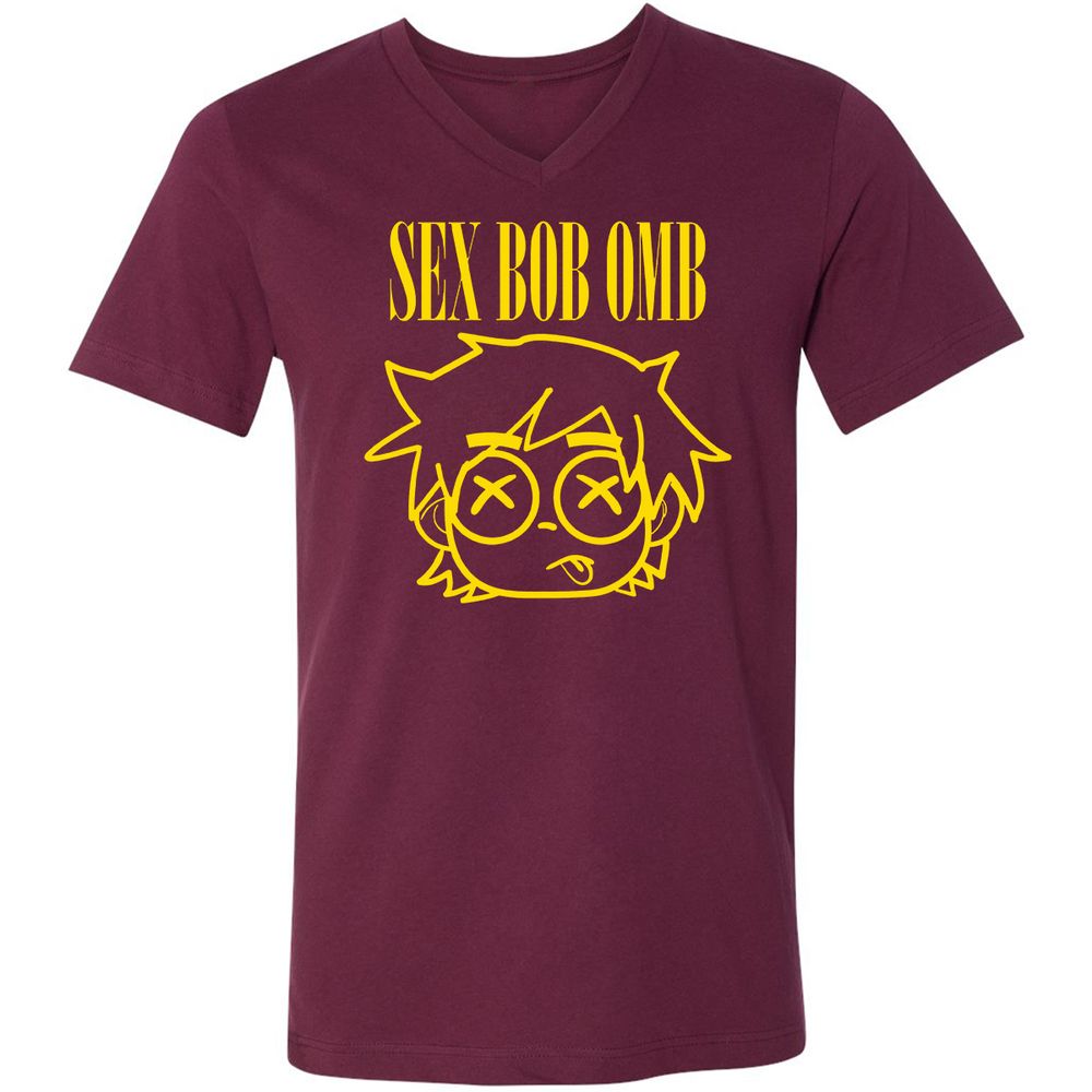 Unisex V-Neck T-Shirt - RTYA94CW - Maroon - 6