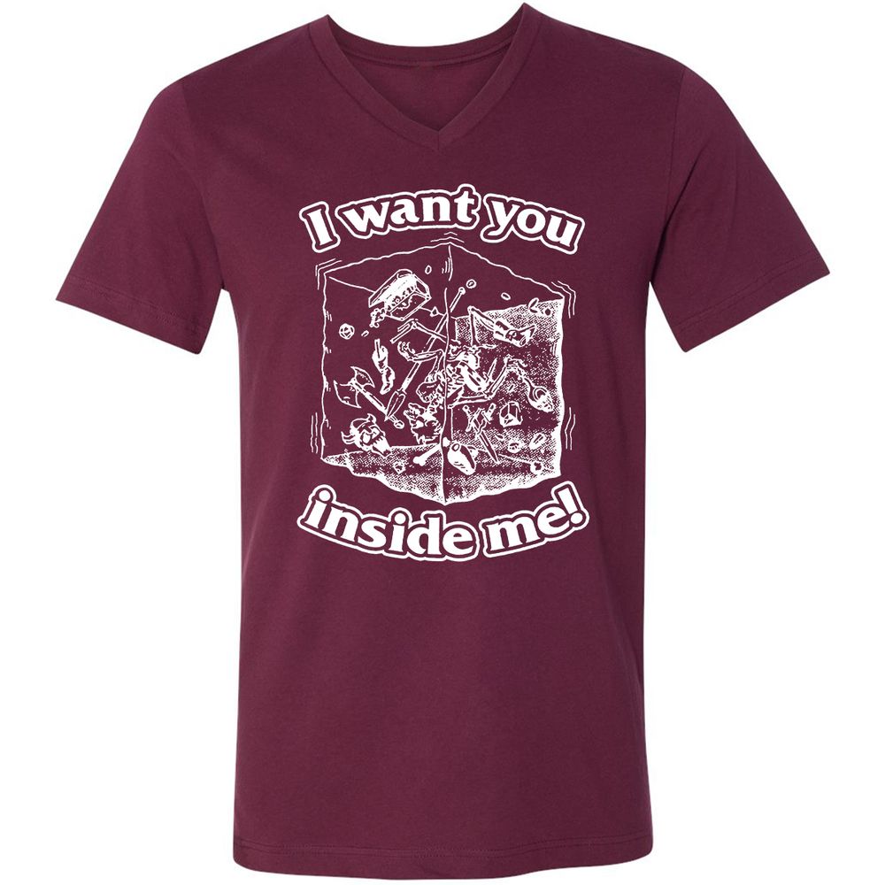 Unisex V-Neck T-Shirt - 3ANWMR1T - Maroon - 6
