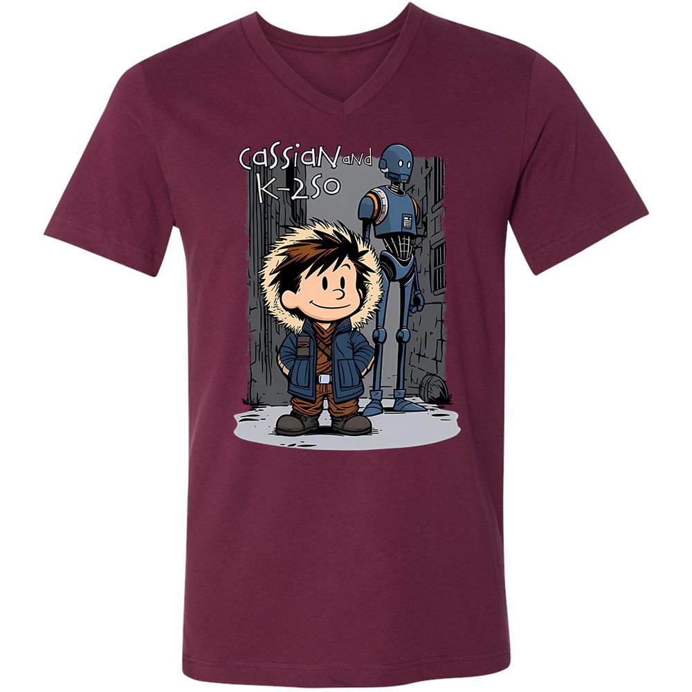 Unisex V-Neck T-Shirt - 7XF8XK8F - Maroon - 6