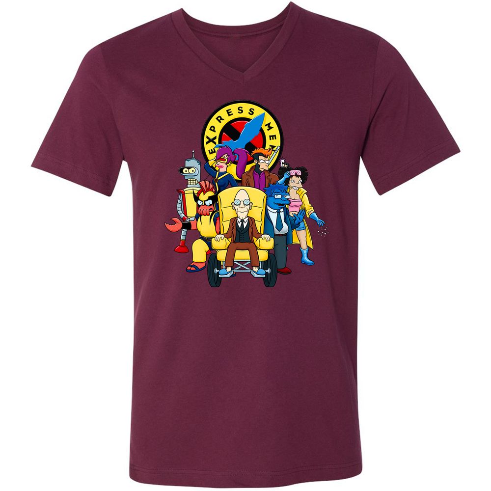 Unisex V-Neck T-Shirt - 8BP8PQS4 - Maroon - 6