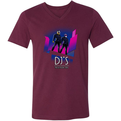 Unisex V-Neck T-Shirt - 4XWQ2HG3 - Maroon - 6