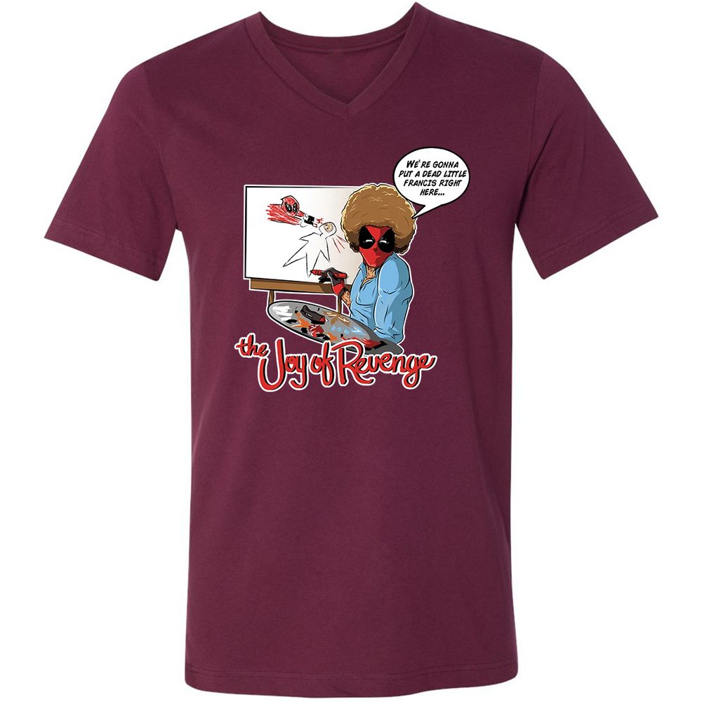 Unisex V-Neck T-Shirt - T59CNKVZ - Maroon - 6