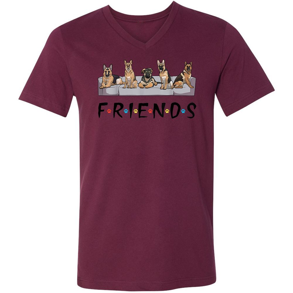 Unisex V-Neck T-Shirt - GMM3Y695 - Maroon - 6