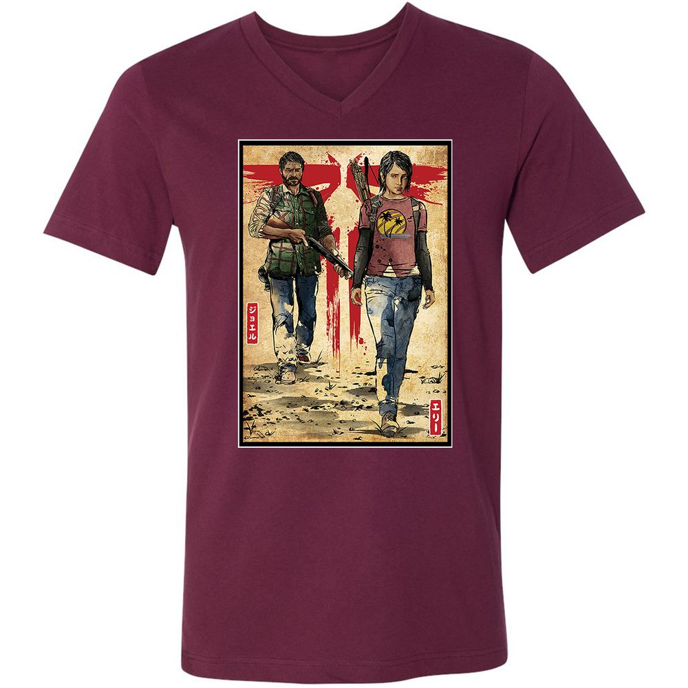 Unisex V-Neck T-Shirt - 2T2MF5JG - Maroon - 6