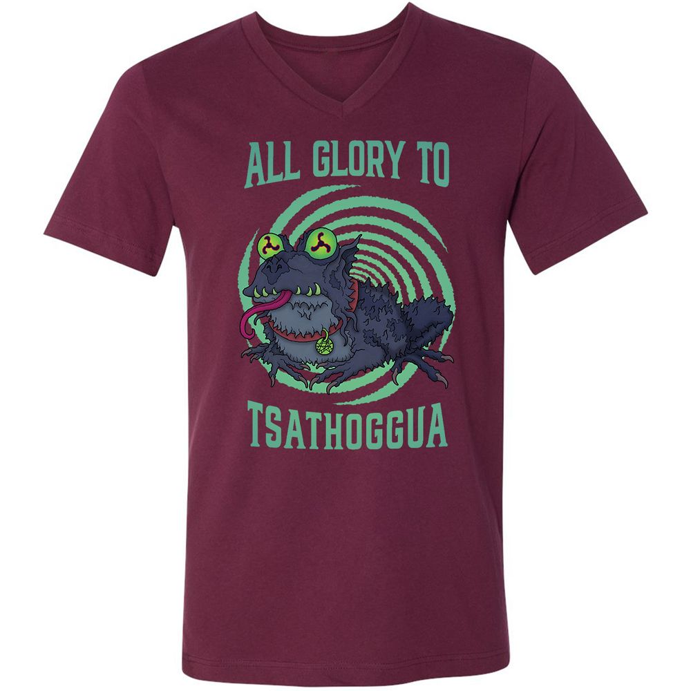 Unisex V-Neck T-Shirt - 2R1FEV9B - Maroon - 6