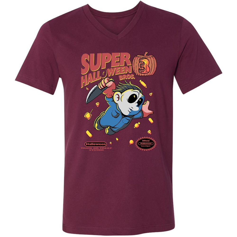 Unisex V-Neck T-Shirt - DLVH5R33 - Maroon - 6