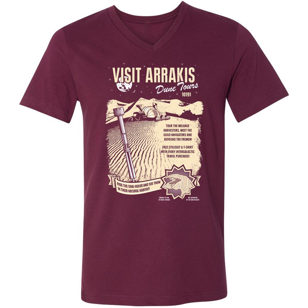 Unisex V-Neck T-Shirt - DDZYQH5R - Maroon - 6
