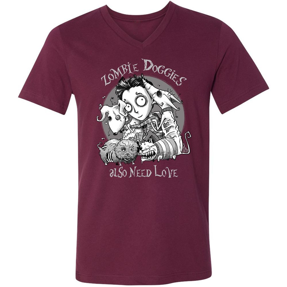 Unisex V-Neck T-Shirt - W2ARTKF4 - Maroon - 6
