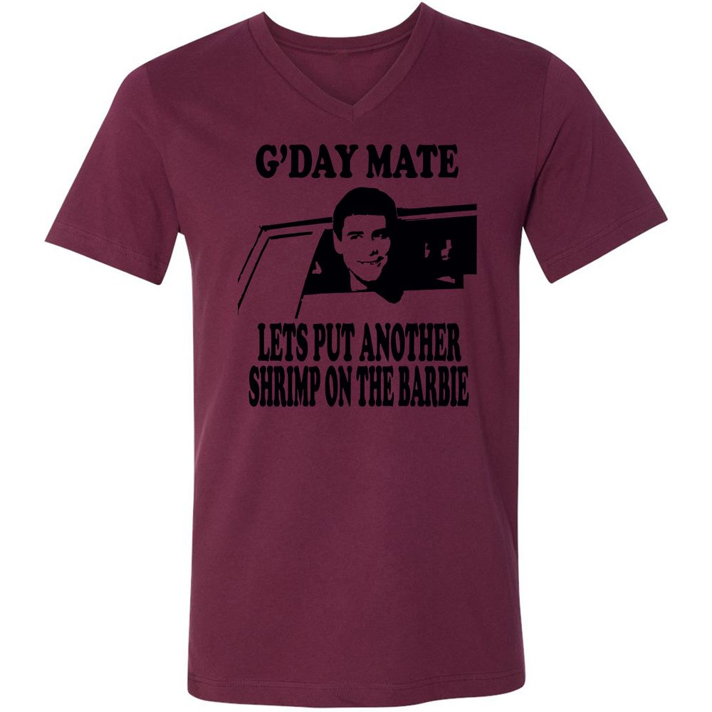 Unisex V-Neck T-Shirt - 4LD122VM - Maroon - 6