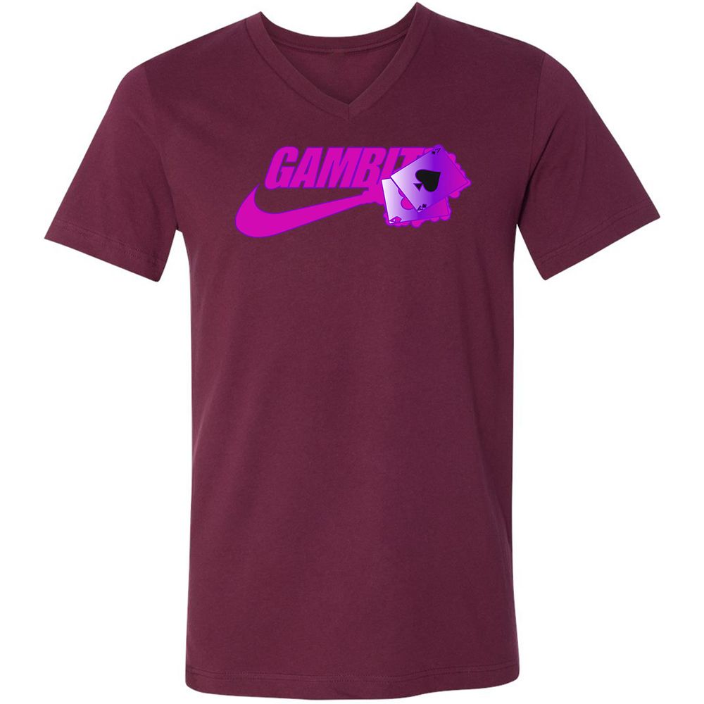 Unisex V-Neck T-Shirt - E6LRJHRW - Maroon - 6