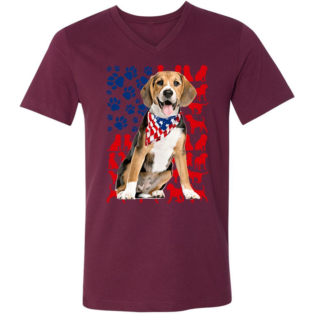 Unisex V-Neck T-Shirt - 5E3M86KT - Maroon - 6