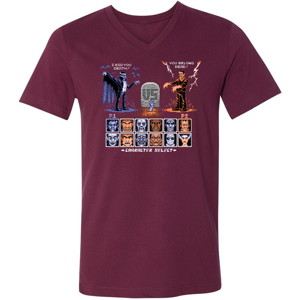Unisex V-Neck T-Shirt - FLEU8HR2 - Maroon - 6