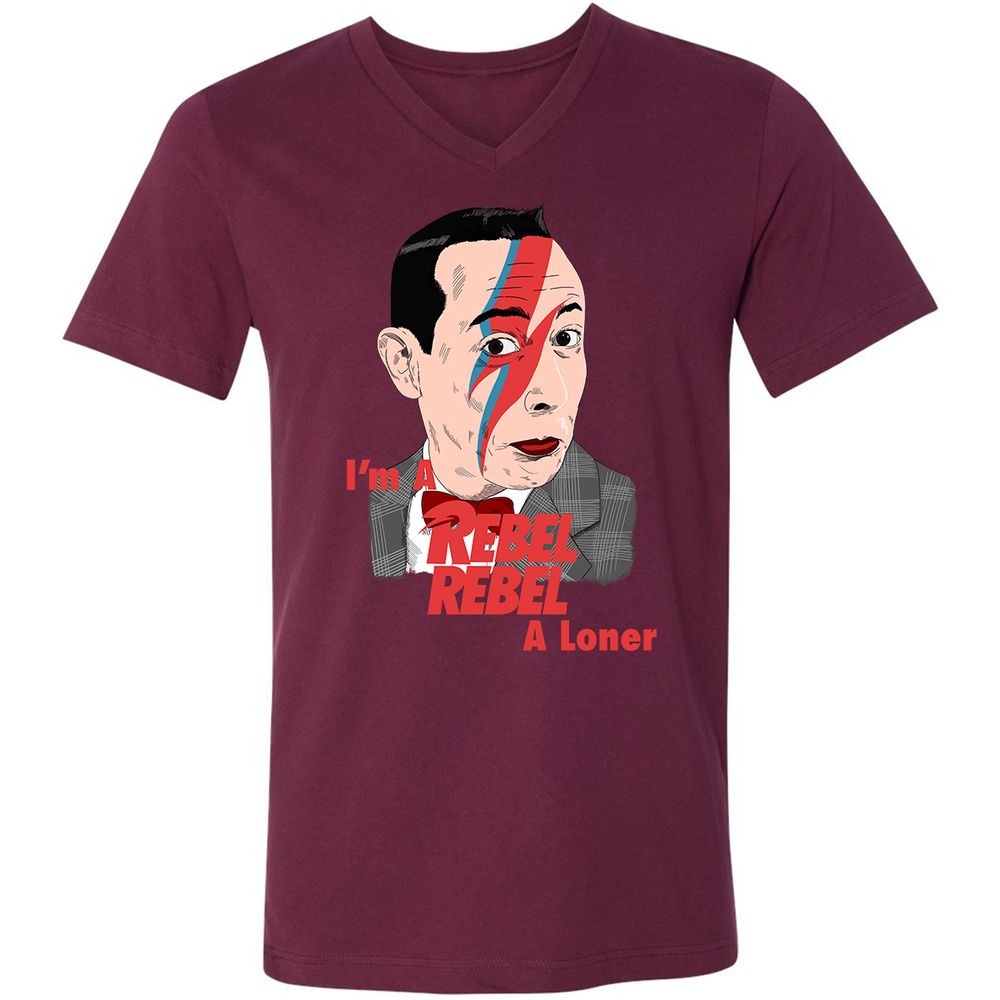 Unisex V-Neck T-Shirt - SQWXAFXG - Maroon - 6