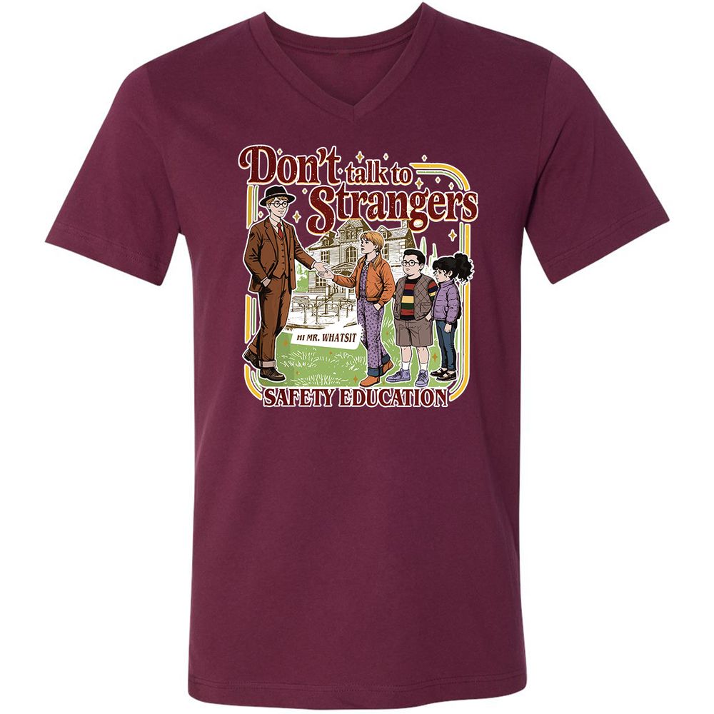 Unisex V-Neck T-Shirt - TQCDD7PT - Maroon - 6