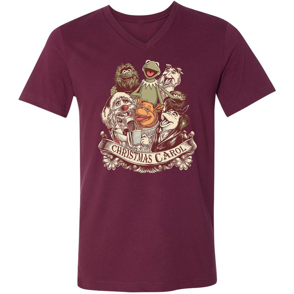 Unisex V-Neck T-Shirt - P4CERMPR - Maroon - 6