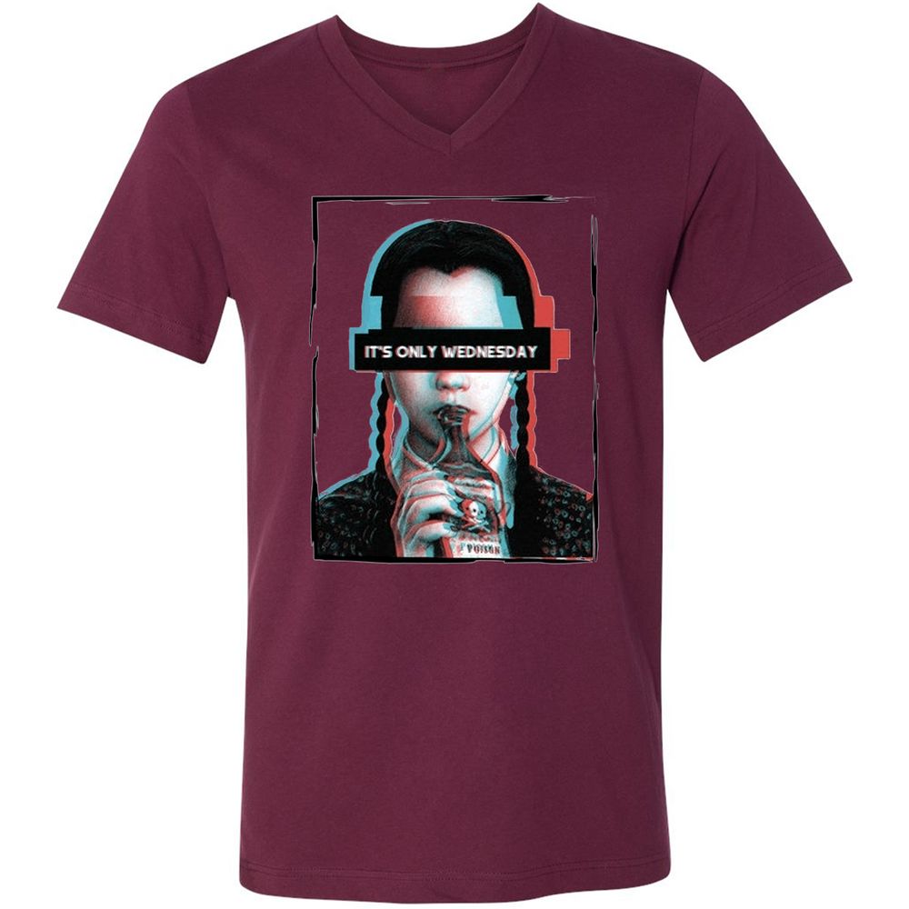 Unisex V-Neck T-Shirt - GTJQ179A - Maroon - 6