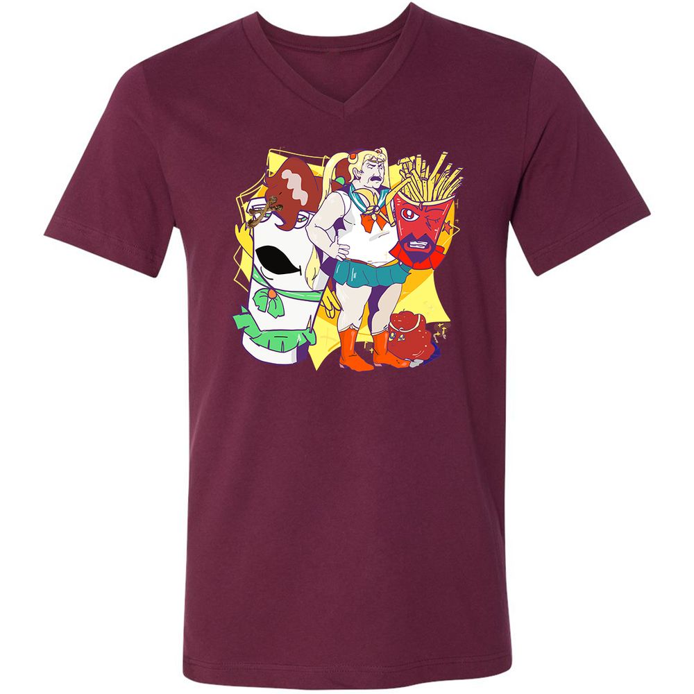 Unisex V-Neck T-Shirt - E42EMJK4 - Maroon - 6