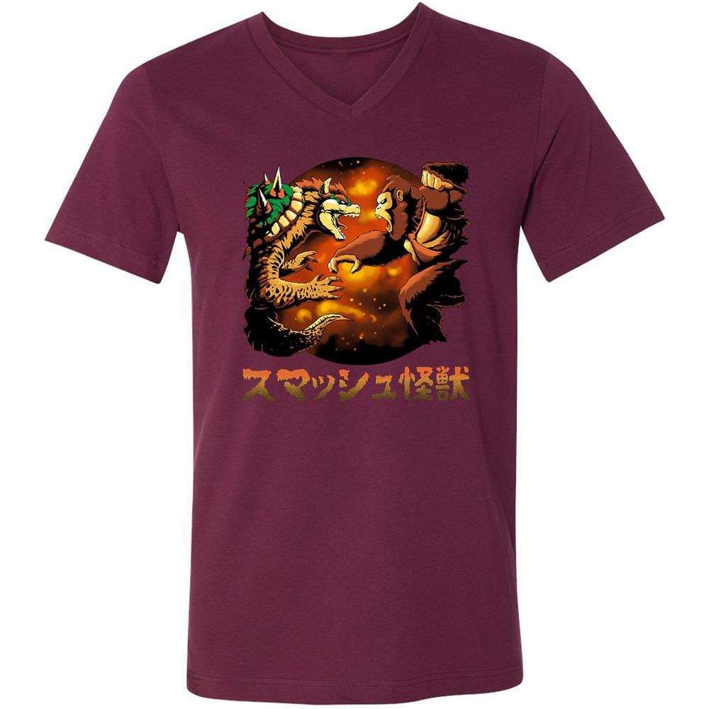 Unisex V-Neck T-Shirt - MBAPDAXG - Maroon - 6